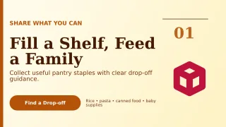 Editorial Food Donation Wide Ad — editable white community campaign template, youtube thumbnail