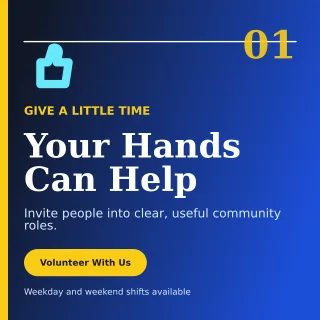 Editorial Volunteer Drive Social Post — editable blue community campaign template, instagram post