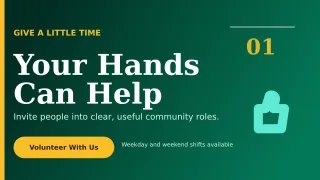Editorial Volunteer Drive Wide Ad — editable black community campaign template, youtube thumbnail
