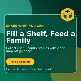 Glass Food Donation Social Post — editable black community campaign template, instagram post
