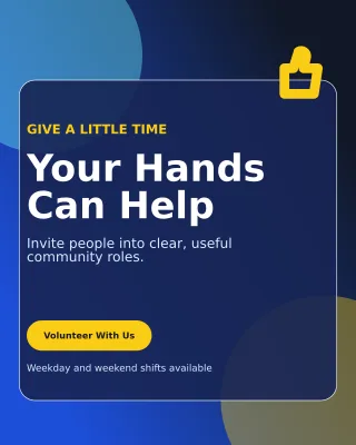 Glass Volunteer Drive Poster — editable blue community campaign template, instagram portrait