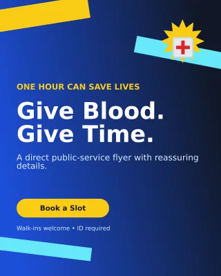Kinetic Blood Drive Poster — editable blue community campaign template, instagram portrait