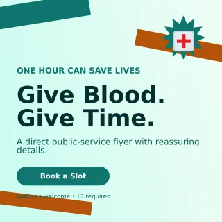 Kinetic Blood Drive Social Post — editable white community campaign template, instagram post