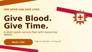 Kinetic Blood Drive Wide Ad — editable white community campaign template, youtube thumbnail