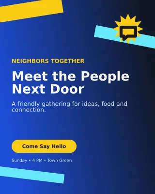 Kinetic Community Meetup Poster — editable blue community campaign template, instagram portrait