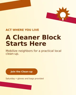 Kinetic Environmental Campaign Poster — editable white community campaign template, instagram portrait