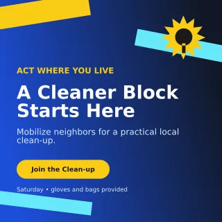 Kinetic Environmental Campaign Social Post — editable blue community campaign template, instagram post