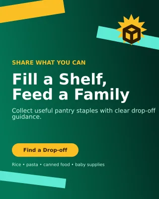 Kinetic Food Donation Poster — editable black community campaign template, instagram portrait