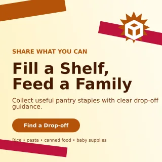 Kinetic Food Donation Social Post — editable white community campaign template, instagram post