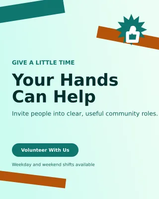 Kinetic Volunteer Drive Poster — editable white community campaign template, instagram portrait