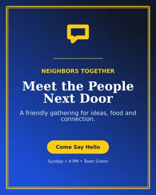 Luxe Community Meetup Poster — editable blue community campaign template, instagram portrait