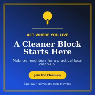 Luxe Environmental Campaign Social Post — editable blue community campaign template, instagram post
