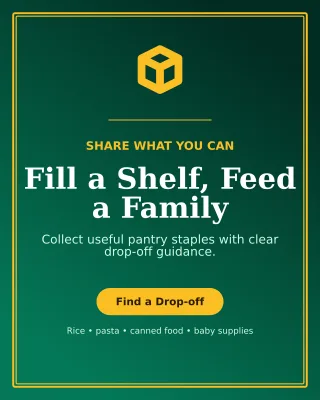 Luxe Food Donation Poster — editable black community campaign template, instagram portrait