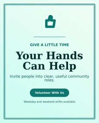 Luxe Volunteer Drive Poster — editable white community campaign template, instagram portrait