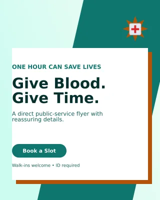 Neo Blood Drive Poster — editable white community campaign template, instagram portrait