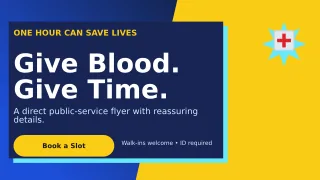 Neo Blood Drive Wide Ad — editable blue community campaign template, youtube thumbnail