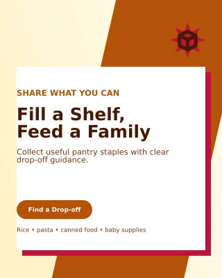 Neo Food Donation Poster — editable white community campaign template, instagram portrait