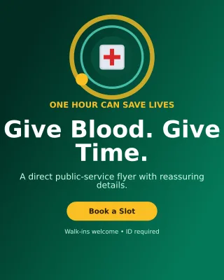 Orbit Blood Drive Poster — editable black community campaign template, instagram portrait