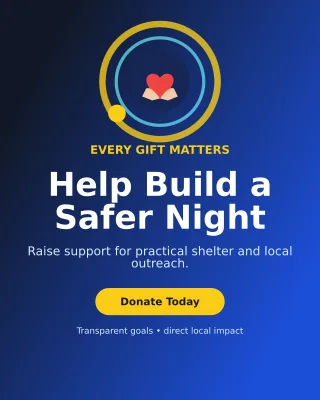 Orbit Fundraising Campaign Poster — editable blue community campaign template, instagram portrait
