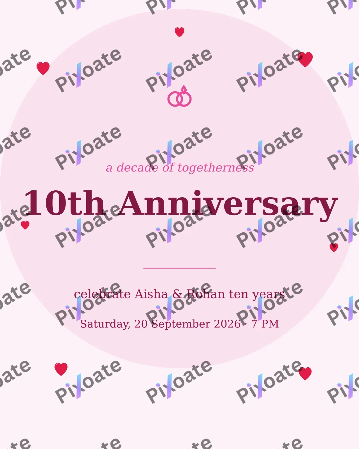 Anniversary Floral — editable white personal template, instagram portrait