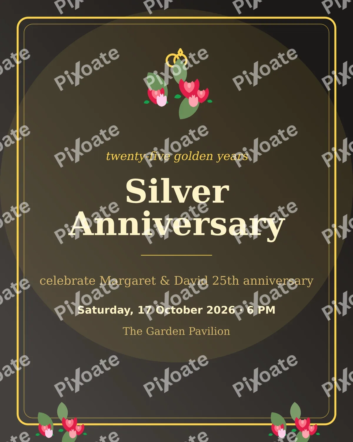 Anniversary Invite Anniversary Invite — editable black personal template, instagram portrait