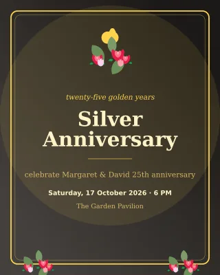Anniversary Invite — editable black personal template, instagram portrait