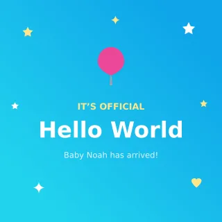 Baby Announcement — editable blue personal template, instagram post