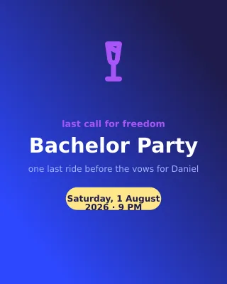 Bachelor Party — editable blue personal template, instagram portrait