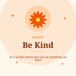 Be Kind — editable white personal template, instagram post
