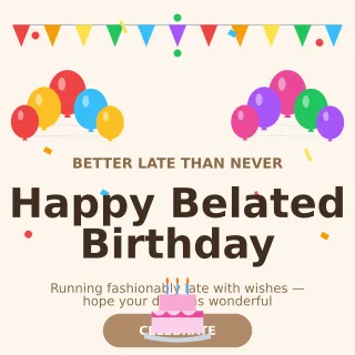 Belated Birthday — editable white personal template, instagram post
