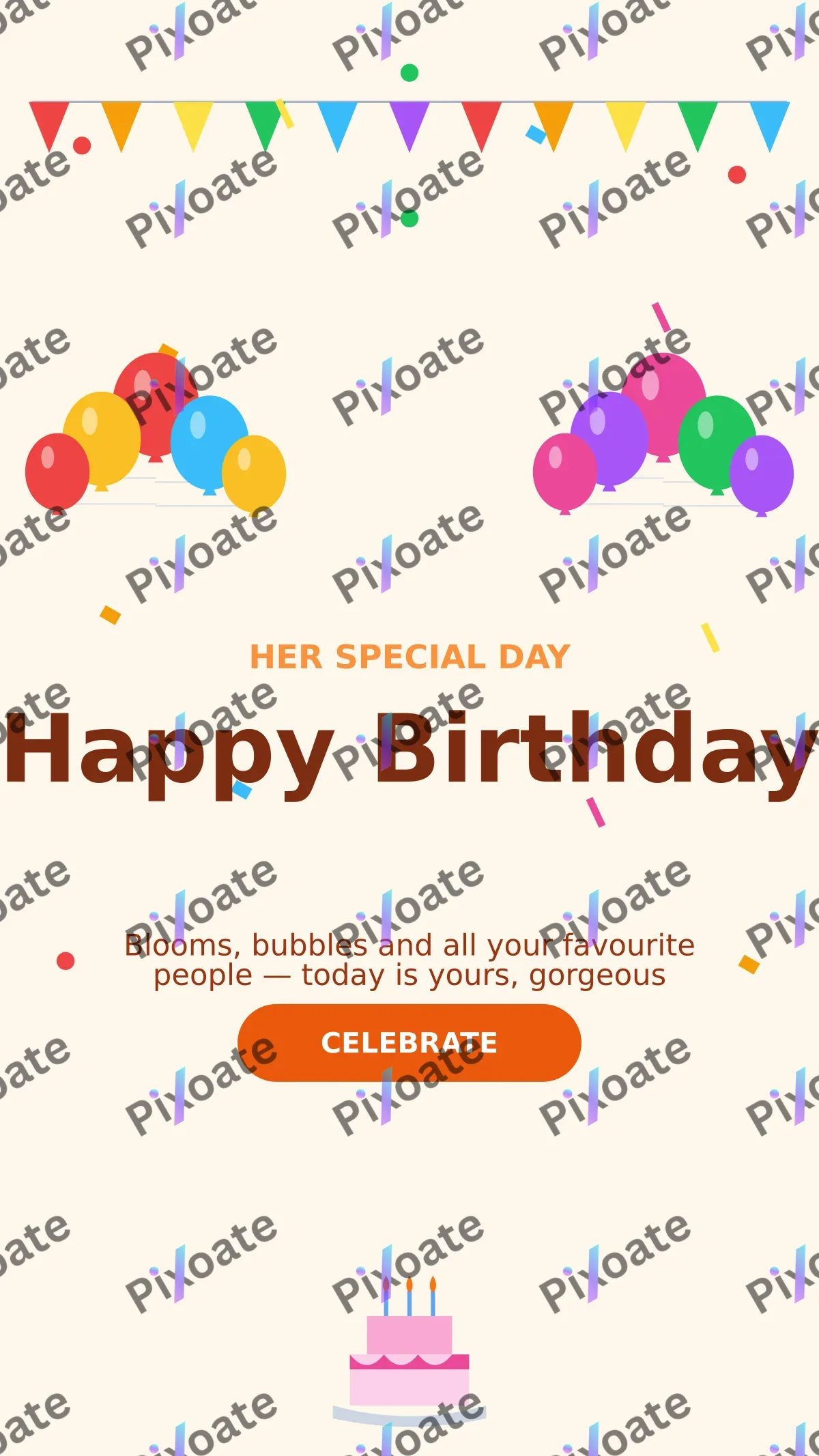 Birthday for Her Floral Birthday for Her Floral — editable white personal template, story / reel