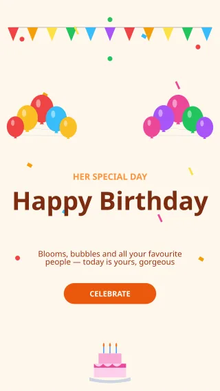 Birthday for Her Floral — editable white personal template, story / reel