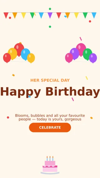 Birthday for Her Floral — editable white personal template, story / reel