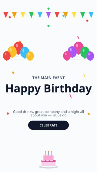 Birthday for Him Bold — editable white personal template, story / reel