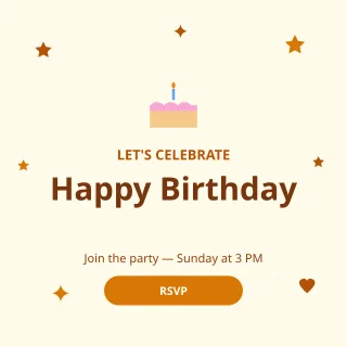 Birthday Party — editable white personal template, instagram post