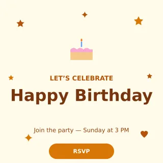 Birthday Party — editable white personal template, instagram post