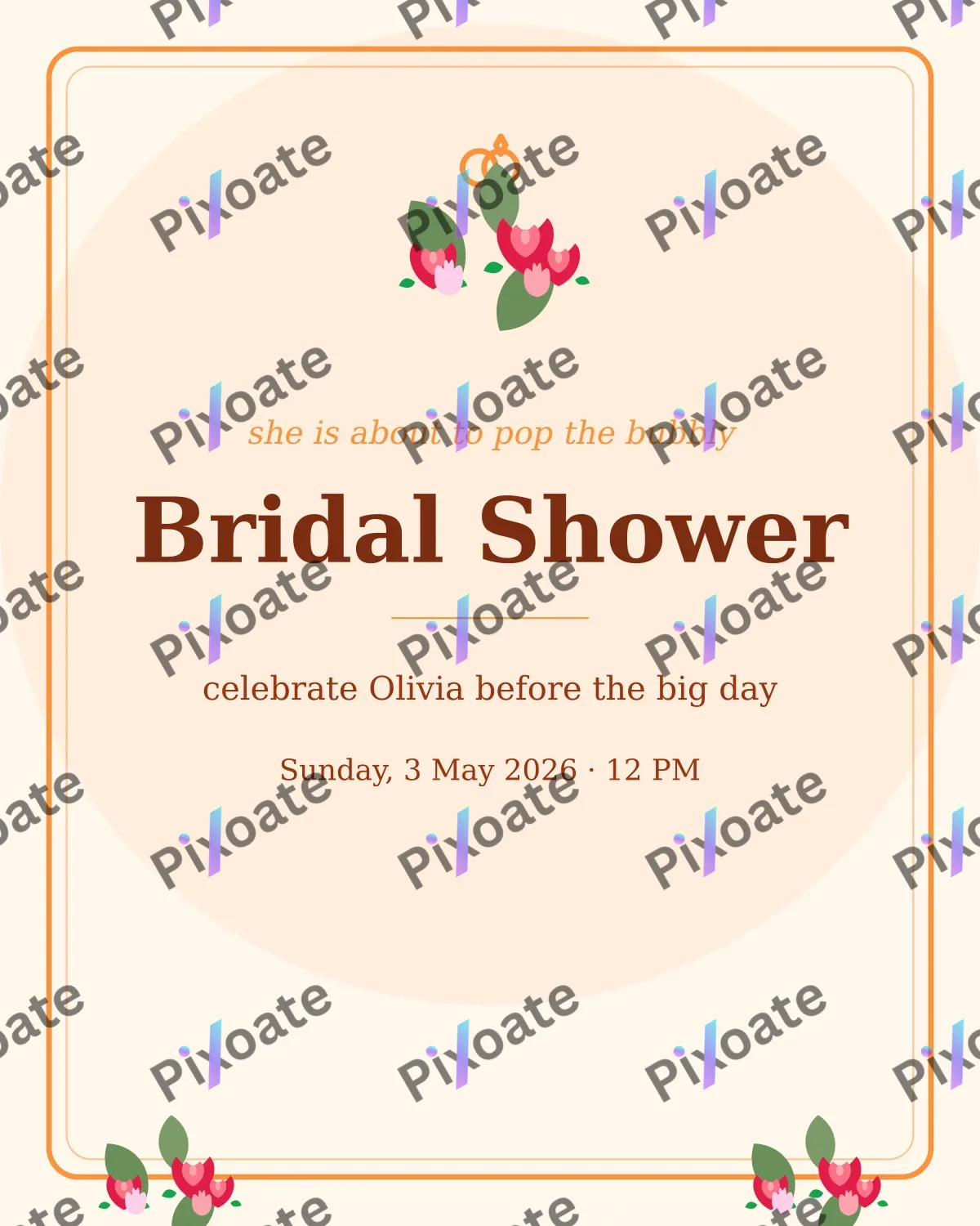 Bridal Shower Floral — editable white personal template, instagram portrait