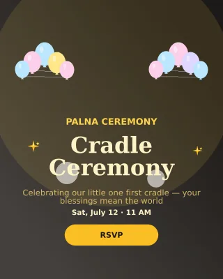 Cradle Ceremony — editable black personal template, instagram portrait