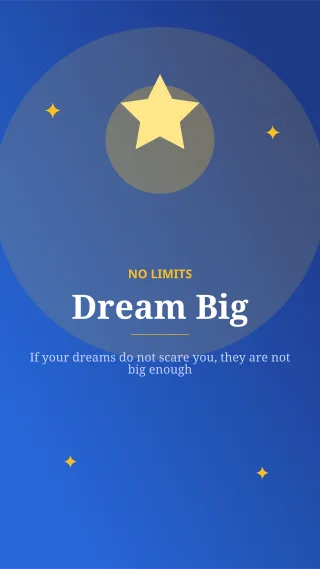 Dream Big — editable blue personal template, story / reel