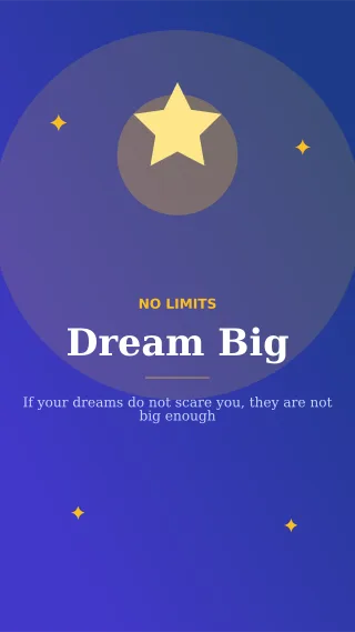 Dream Big — editable blue personal template, story / reel
