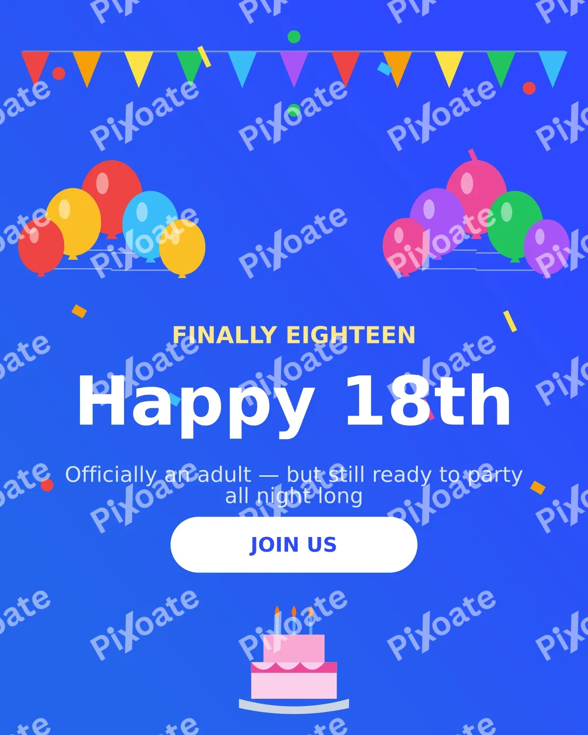 Eighteenth Birthday Eighteenth Birthday — editable blue personal template, instagram portrait