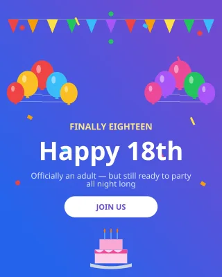 Eighteenth Birthday — editable purple personal template, instagram portrait