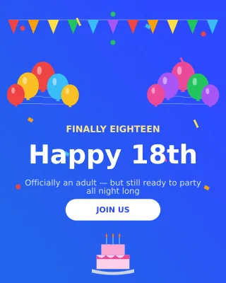 Eighteenth Birthday — editable blue personal template, instagram portrait