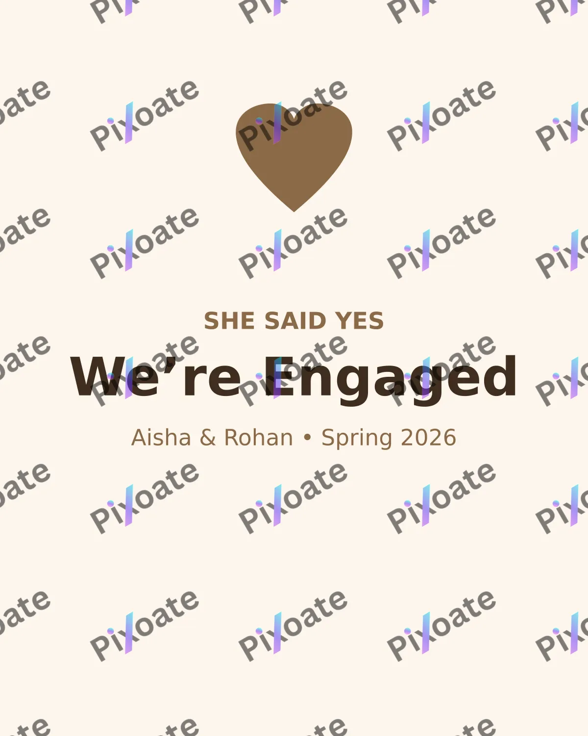 Engagement — editable white personal template, instagram portrait