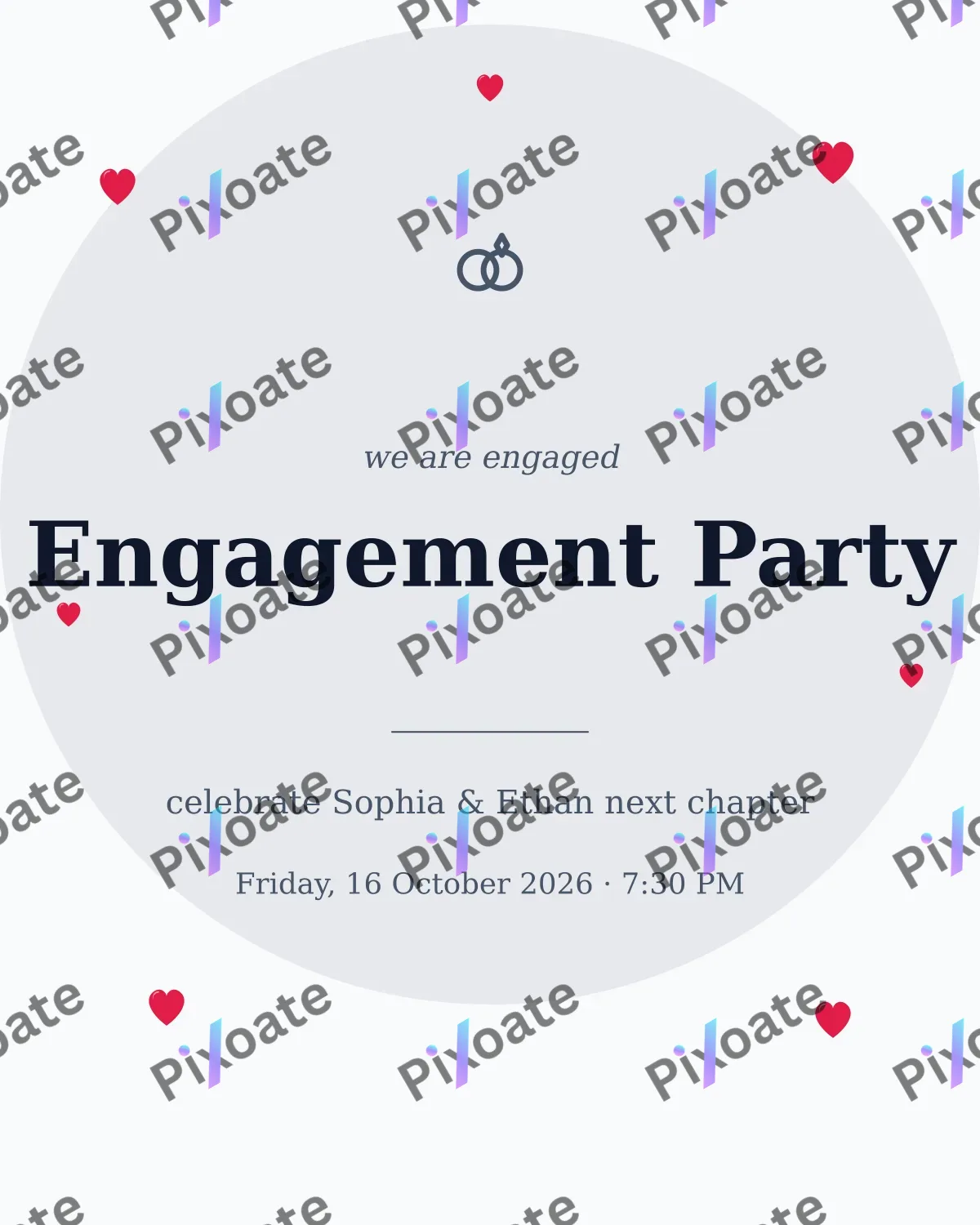 Engagement Party Modern — editable white personal template, instagram portrait