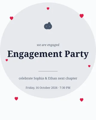 Engagement Party Modern — editable white personal template, instagram portrait