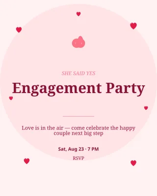 Engagement Party — editable white personal template, instagram portrait