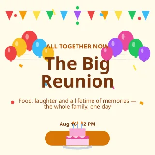 Family Reunion Bash — editable white personal template, instagram post