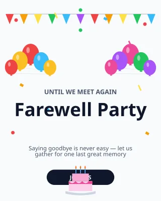 Farewell Party — editable white personal template, instagram portrait