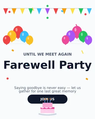 Farewell Party — editable white personal template, instagram portrait